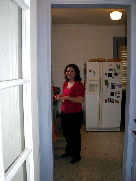 Angie finishing prepping for an awesome dinner