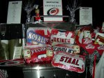 One of the prizes; a hurricanes grill, signed jerseys, and a BBQ with the coaching staff.  We didn't win it.  ;)