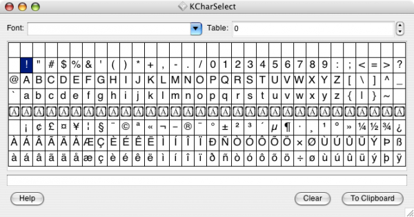 kcharselect