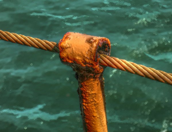 Boat railing on the Ellis Island ferry.