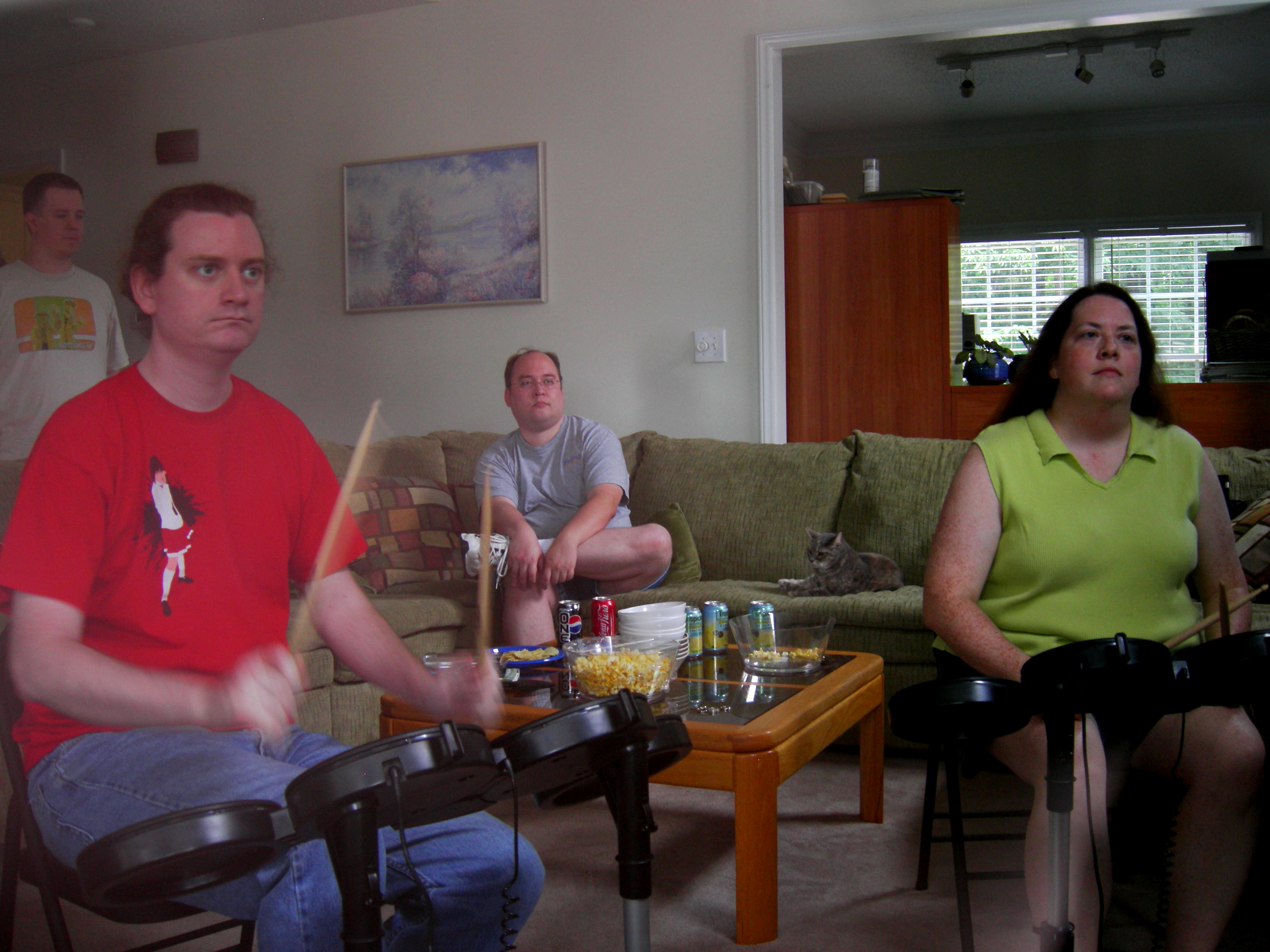 Paparazzi were able to get this rare shot of BadMojo and Triluna drumming, deep in concentration.