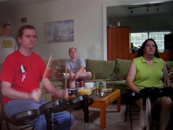 Paparazzi were able to get this rare shot of BadMojo and Triluna drumming, deep in concentration.