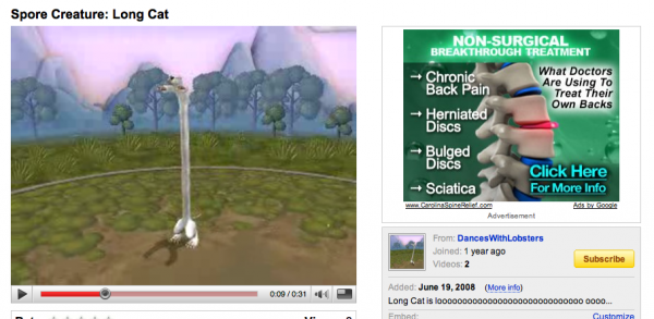 Spore Creature Creator: Great Contextual Advertising on the Longcat