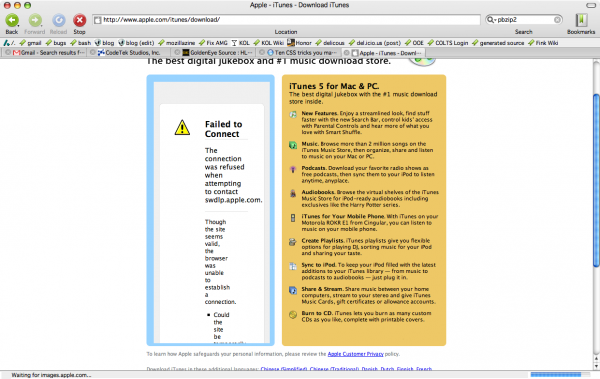 iTunes download page borked