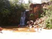 a number of families came to the lagoon to swim