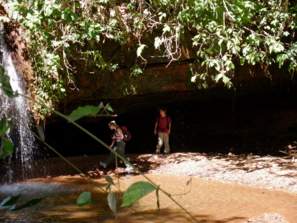 under the overhang at the cachoeira dos namorados