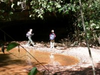 Ashton and Matthew walking around the cachoeira