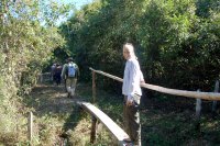 Ashton on a bridge on the trail