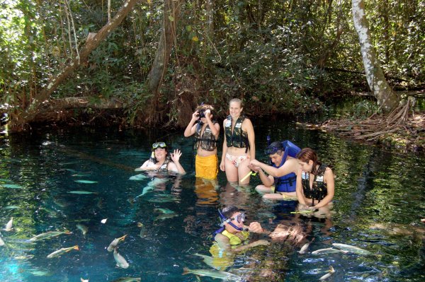 snorkeling in the river