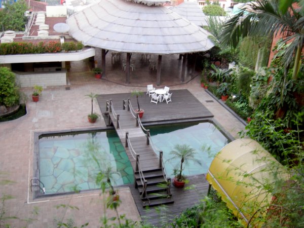 Looking down into the pool from Cynthia's new room