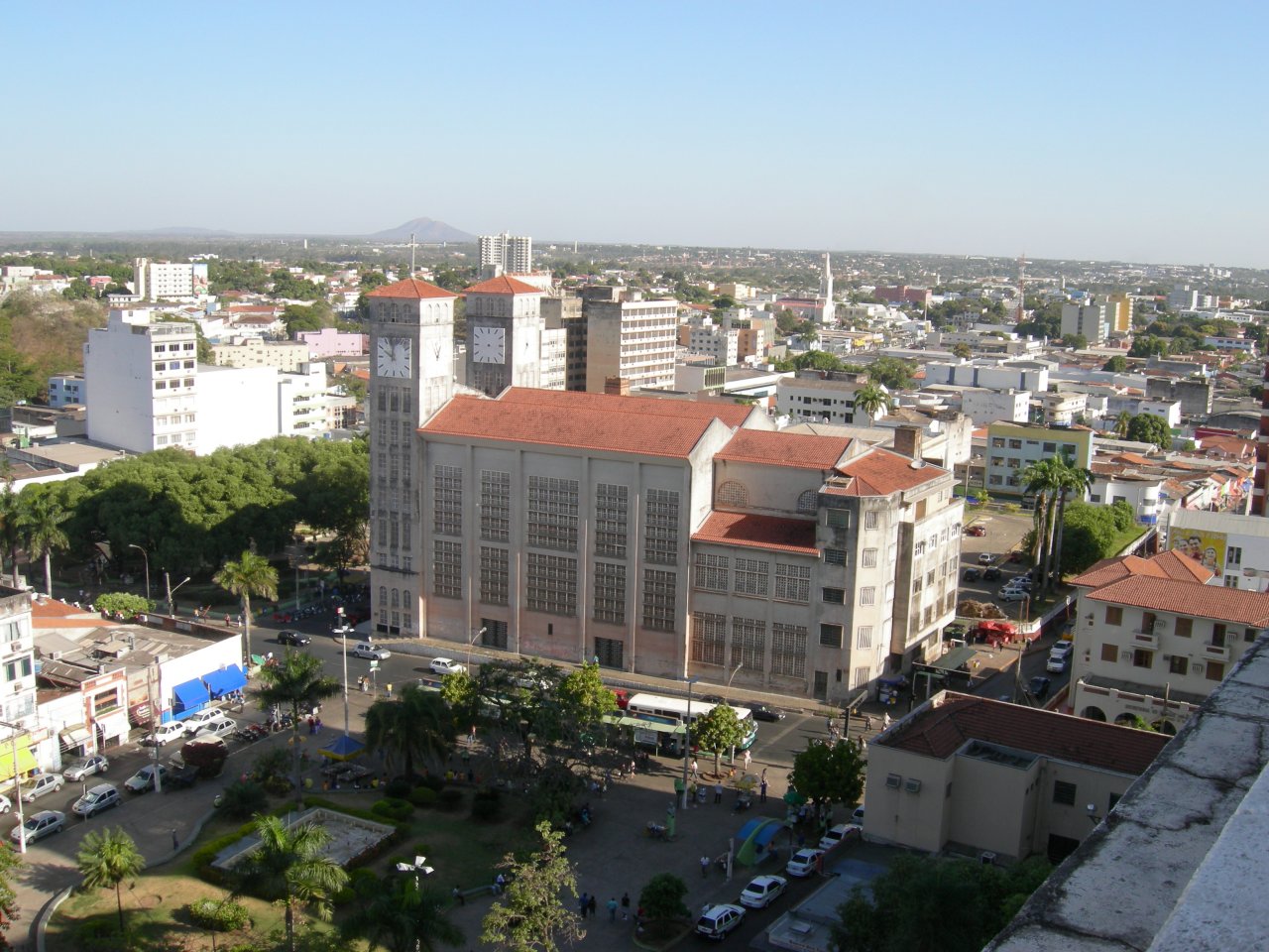 looking down over the basilica and courtyard
