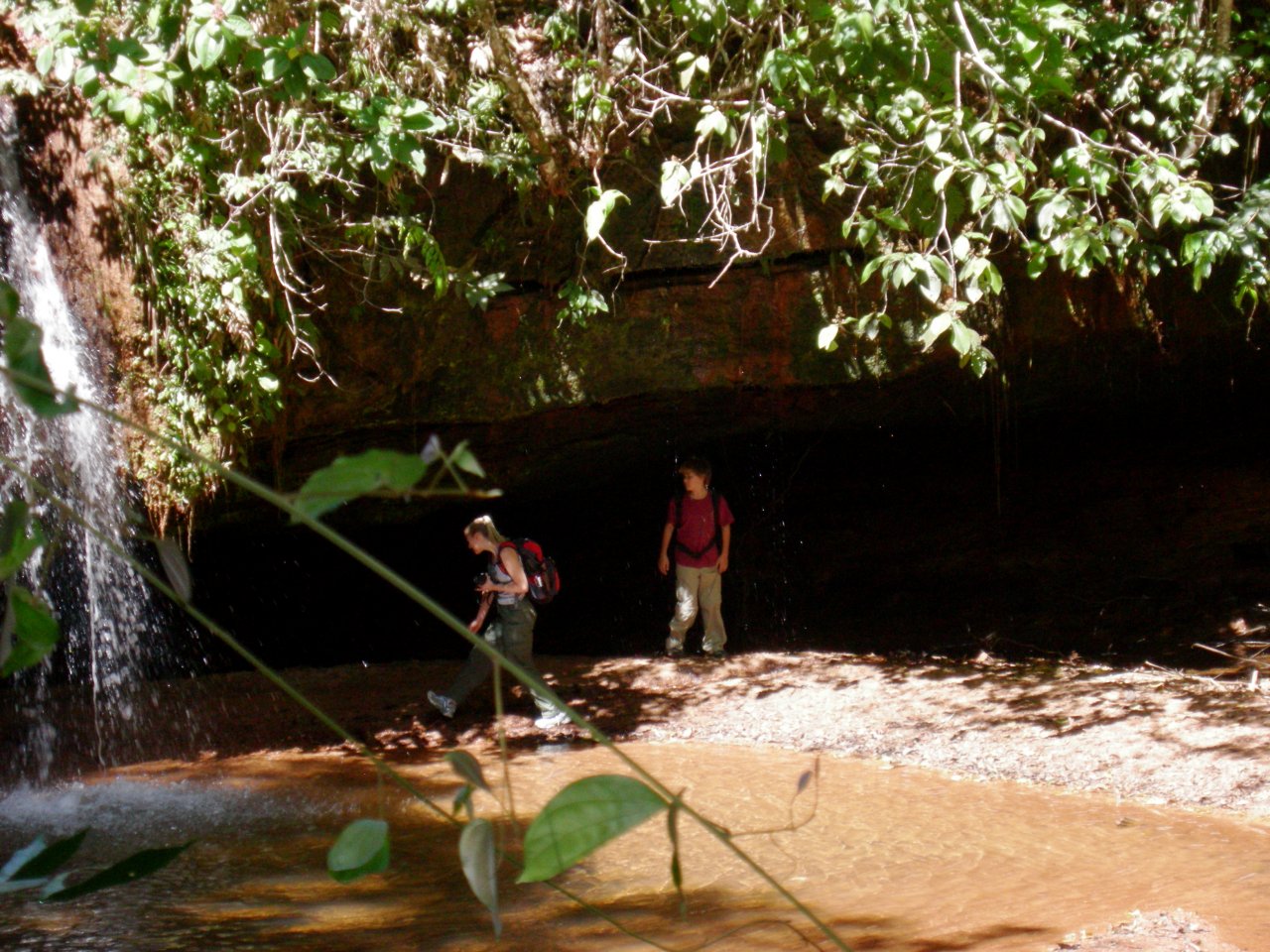under the overhang at the cachoeira dos namorados
