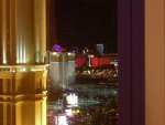 Wynn hotel room: Palazzo, Treasure Island, and Rio at night