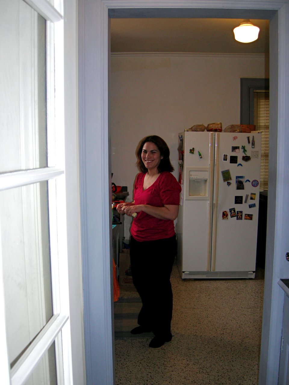 Angie finishing prepping for an awesome dinner