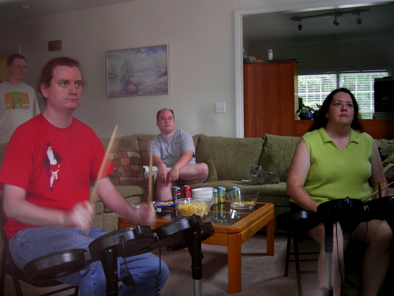 Paparazzi were able to get this rare shot of BadMojo and Triluna drumming, deep in concentration.