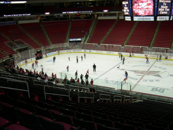 Looking down on the next group skating.