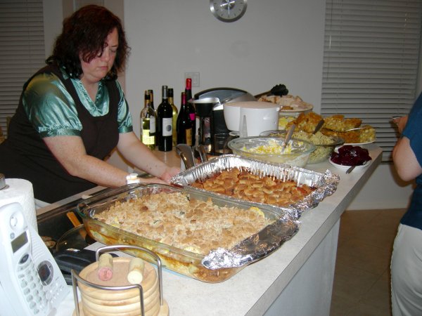 Cynthia prepping the Thanksgiving spread (1)