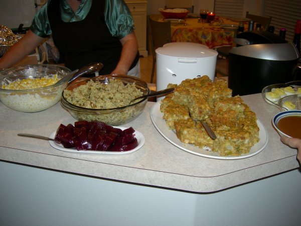 Cynthia prepping the Thanksgiving spread (2)
