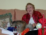 Grandma with Jasmine taking over a box