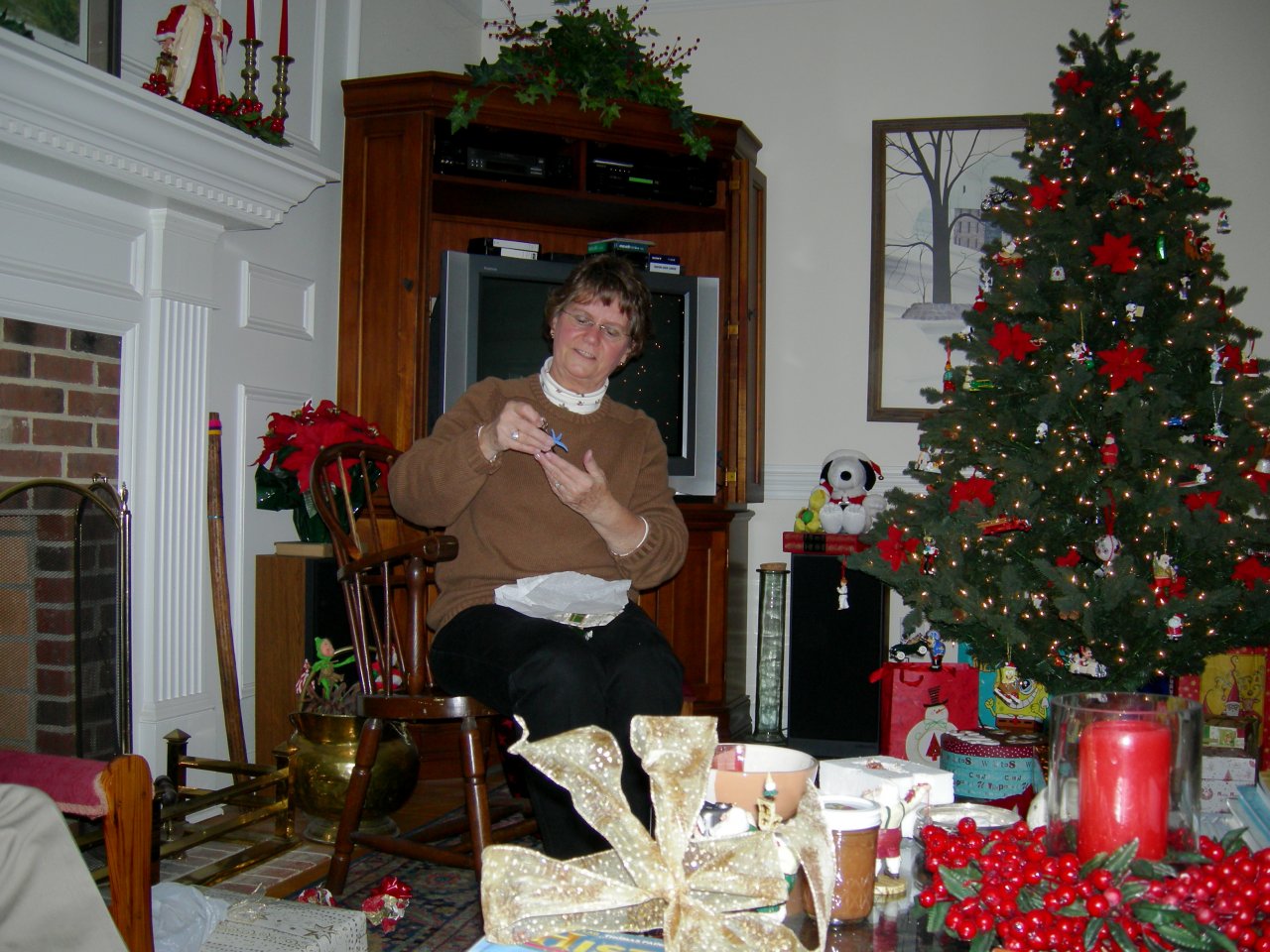 Sally opening a gift