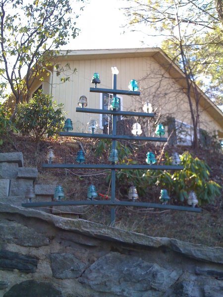 Yard Art by Bill Spooner: Power Insulator Christmas Tree (It lights up!)