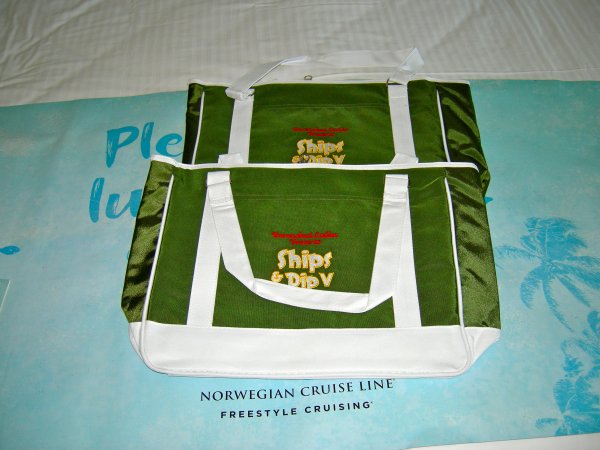 We had swag bags on our bed when we arrived.