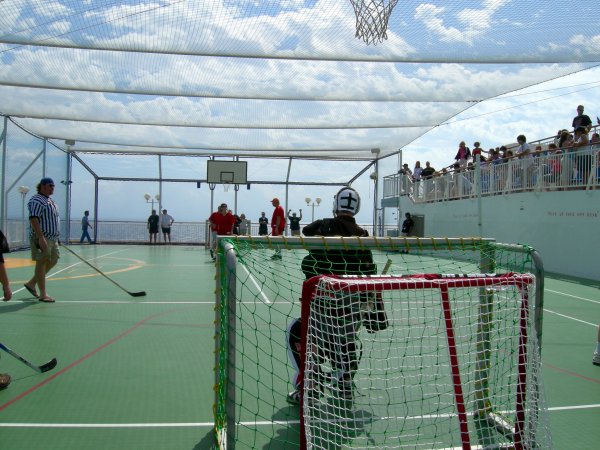 street hockey on the deck