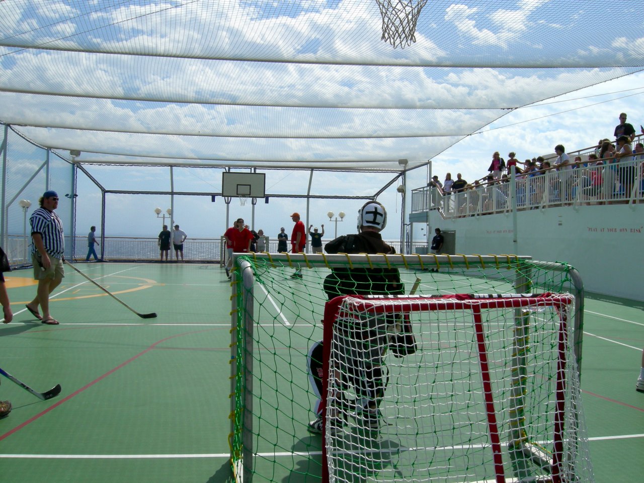 street hockey on the deck