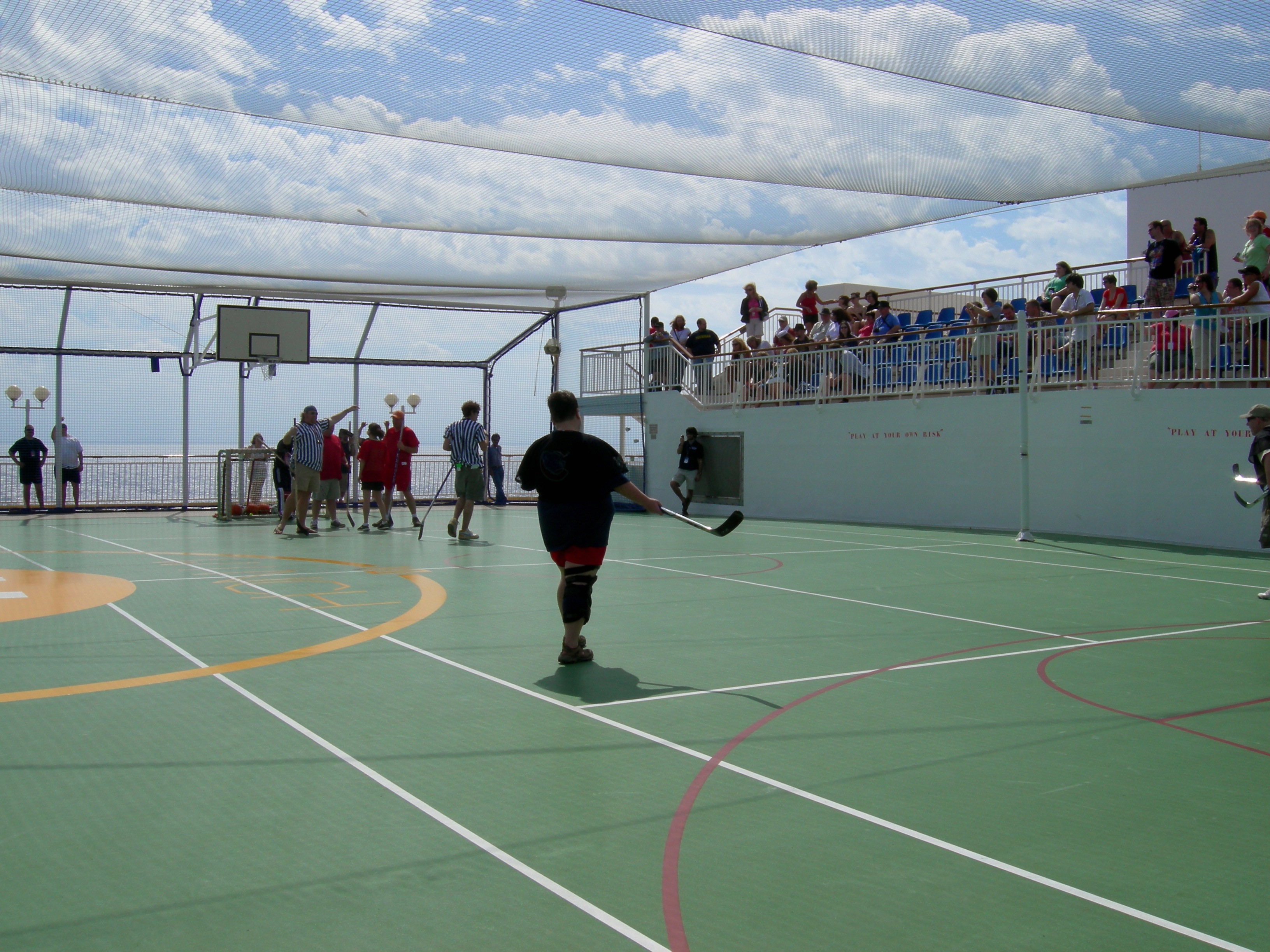 street hockey on the deck