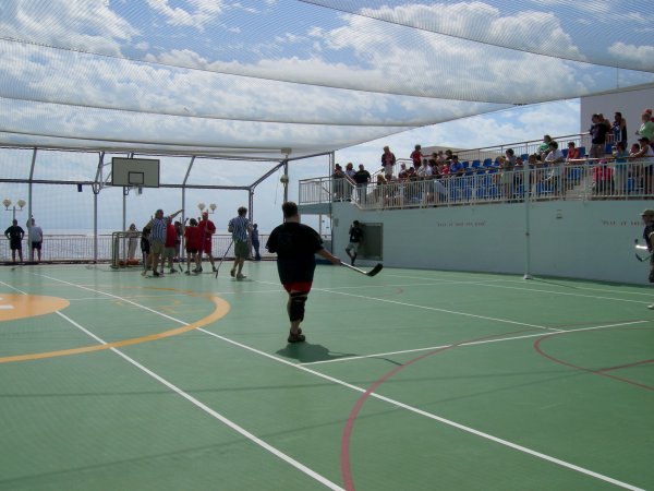 street hockey on the deck