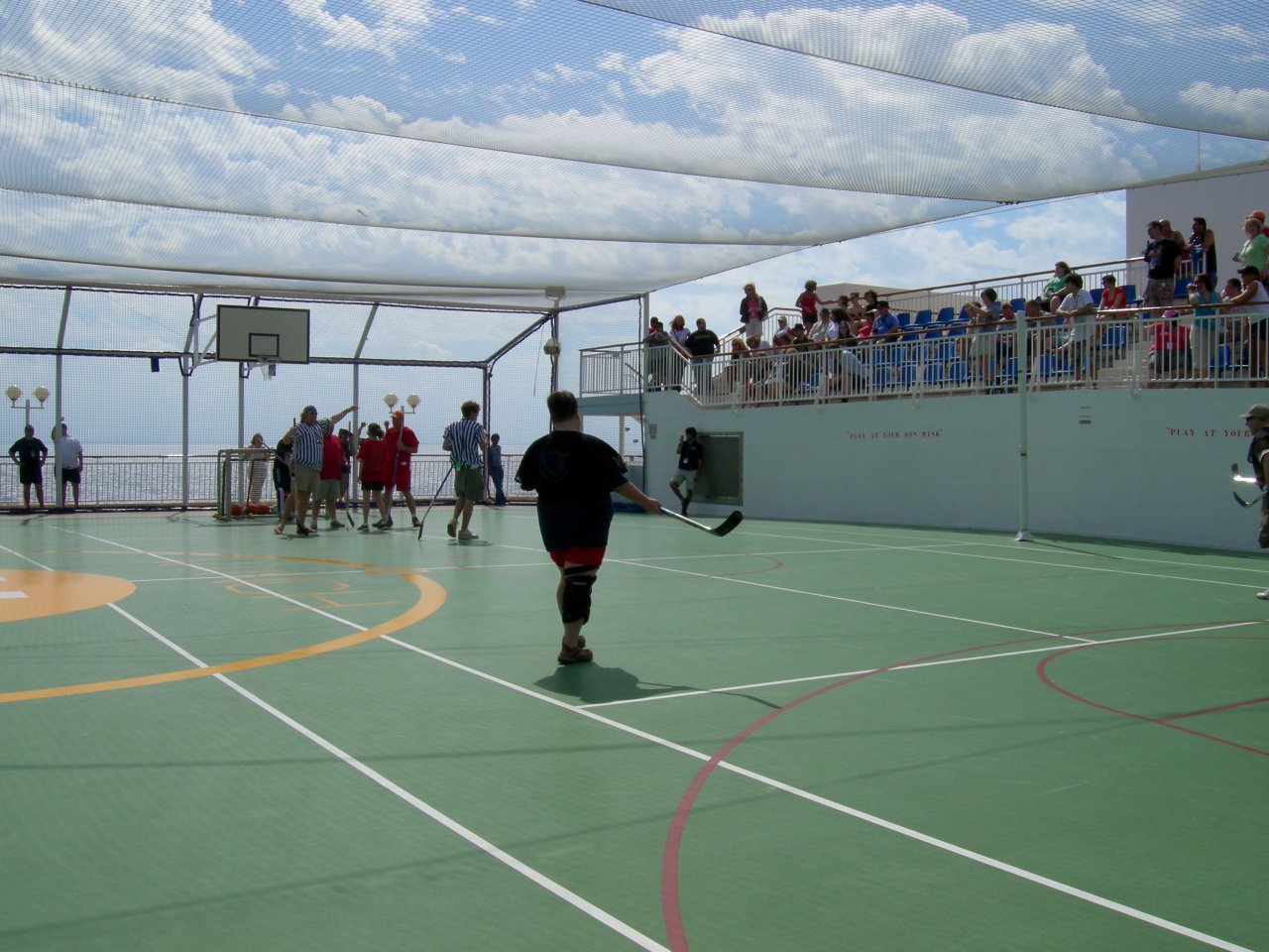 street hockey on the deck
