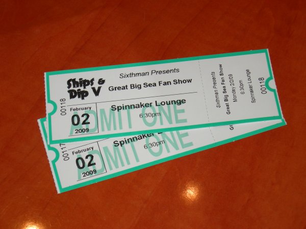 Tickets to the Great Big Sea fan show in Spinnaker Lounge