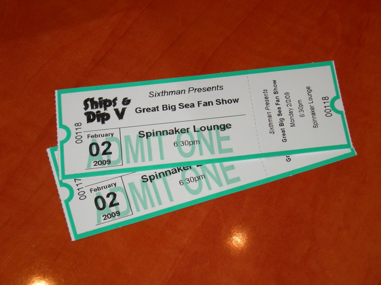 Tickets to the Great Big Sea fan show in Spinnaker Lounge