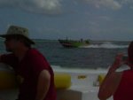Racing the other boat back to the Jewel.