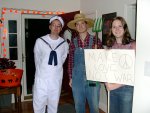 Adam (villiage person sailor), Justis (hick), and Charlotte (protester)