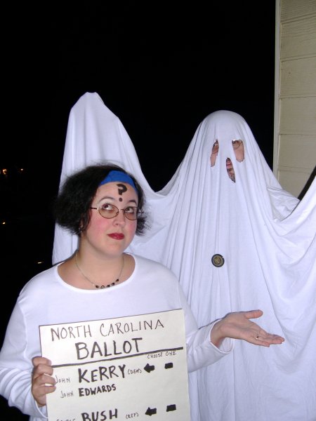 Hannah (confused undecided voter) and Mike (NSA spook) -- note the little NSA logo on his sheet