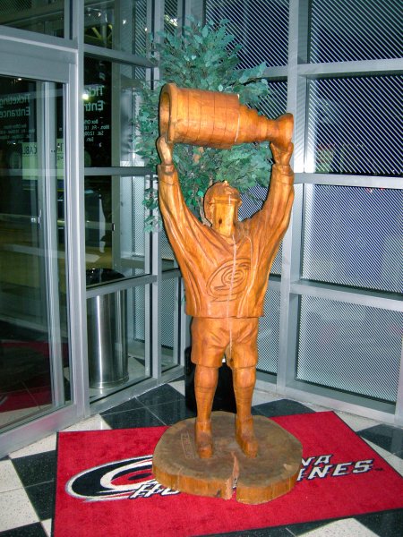 Rod Brind'amour Carving in the RBC Center Lobby