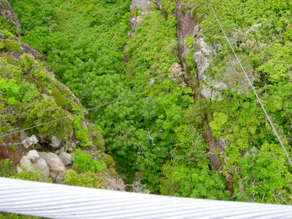 A pretty steep drop below the bridge.