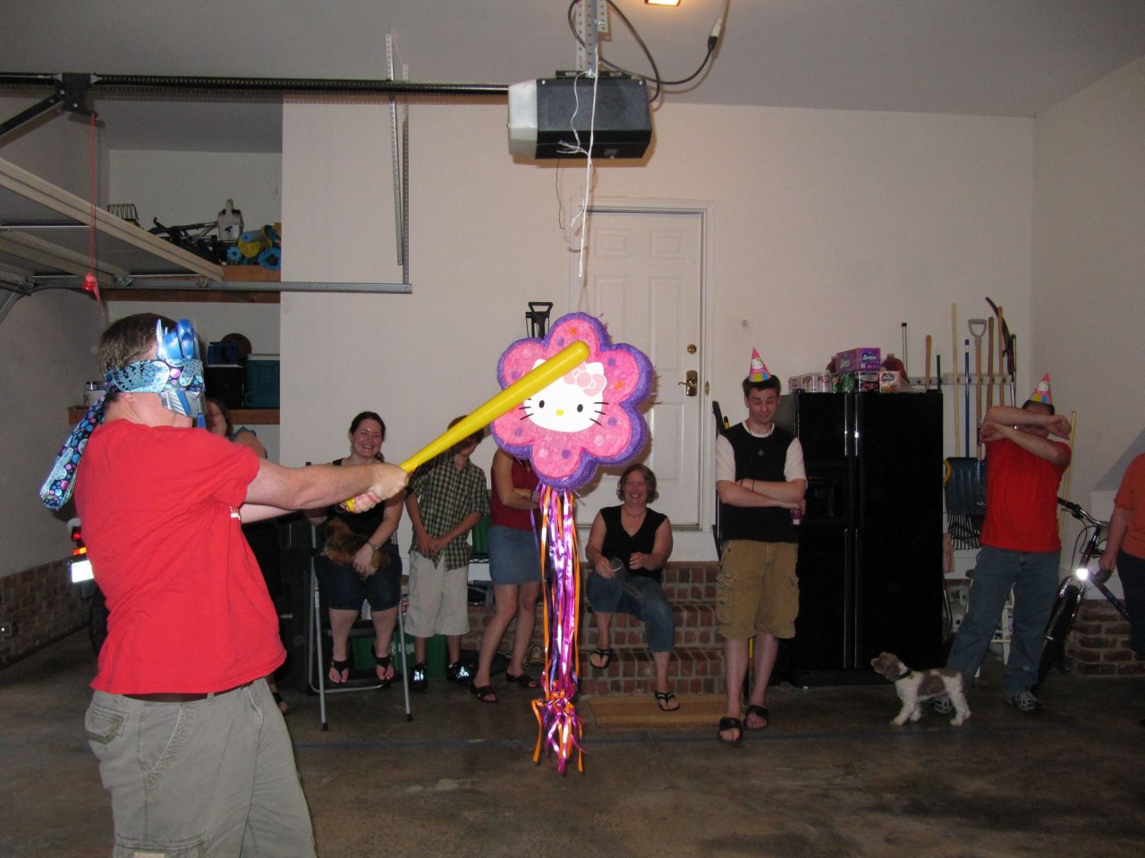 Louie smacks Hello Kitty right in the face