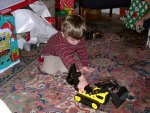 Cameron playing with his truck