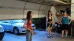 Holly hitting the piñata (with an aluminum bat!)