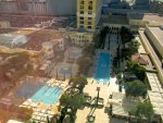 looking down at the swimming pools