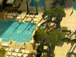 looking down at the swimming pools