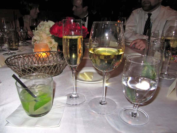 caipirinha, champaigne, wine, and water  =)