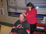 getting a hurricanes logo painted on his, um, bald spot  =)