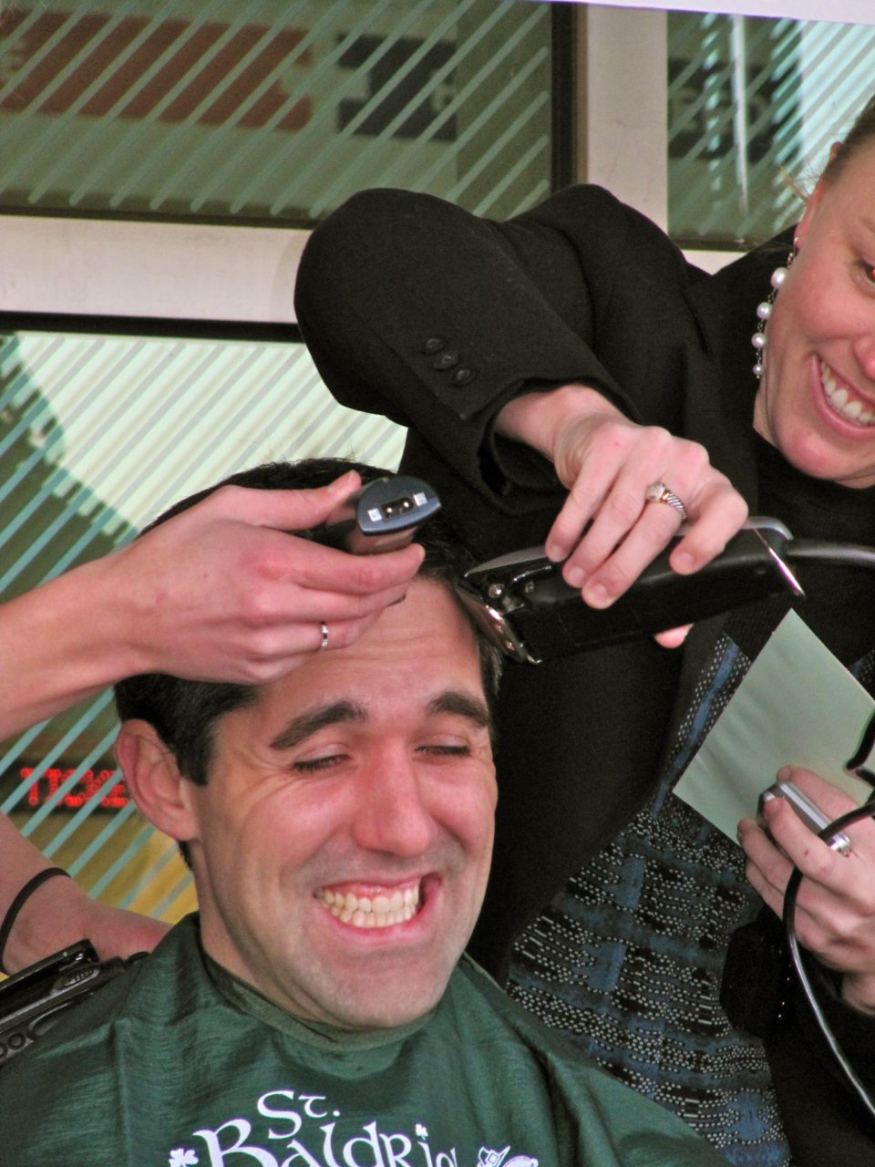 he was getting shaved by other Hurricanes community folks  =)