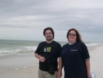 cynthia and I walking on the beach