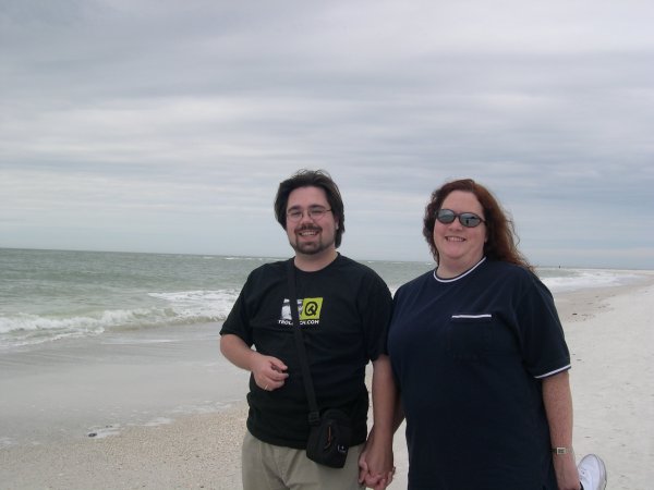 cynthia and I walking on the beach