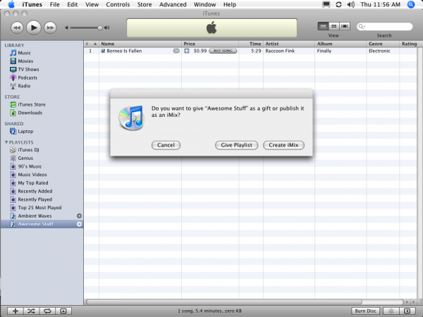 iTunes 8.2.1: create iMix