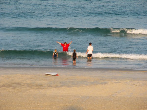 at the beach: Stephanie, Lysa, Cameron, and Mike